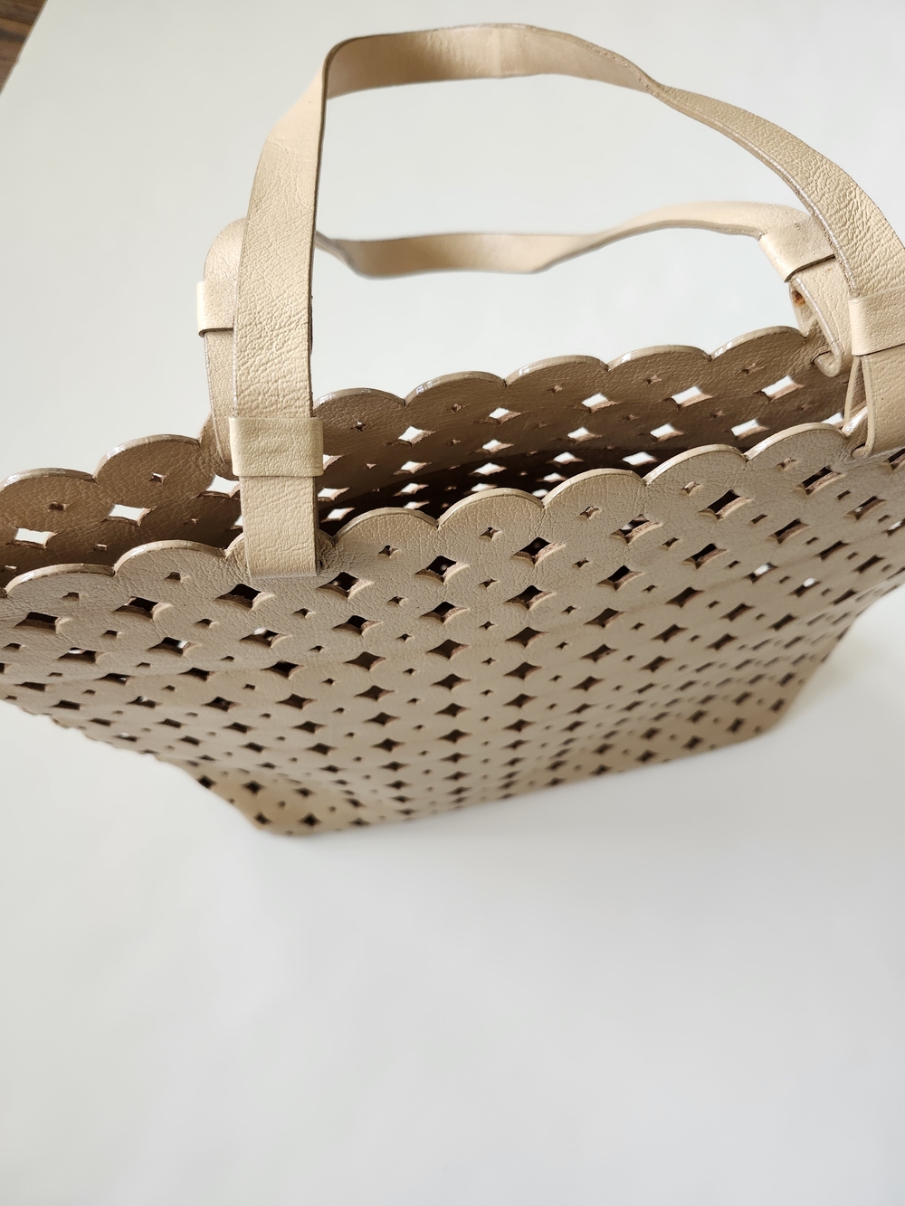J. Crew Beige Leather Perforated TOTE - Picture 5 of 8
